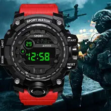 Fashion Men's Watch Sports Electronic Wristwatch Large dial Multifunctional Waterproof Luminous Alarm Kids Male's Military Watch