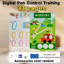 Kids Pen Control Practice Book Reusable Wipe Clean Fun Early Education Writing Training for Kindergarten Preschool Beginners