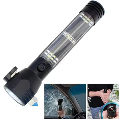 Outdoor Survival USB Recharged Solar Powered Multi-Purpose 10-In-1 Tactical Flashlight Emergency Glass Breaker Camping Car Torch