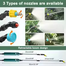 2400mAh Electric Garden Sprayer, High Pressure Portable Gardening Tool with 3 Mist Nozzles for Plant Watering Irrigation
