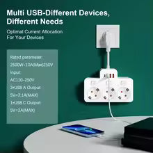 EU AC Plug Power Strip Wall Mounted Independent Switch Multitap Socket Network Filter With USB Charging Network Filter Adapter