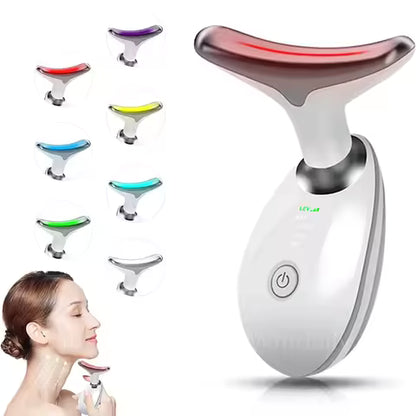 Neck Facial Lifting Device EMS Microcurrent LED Photon Therapy Vibration Face Massager Anti Wrinkles Tightening Skin Care Tools