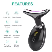 Neck Facial Lifting Device EMS Microcurrent LED Photon Therapy Vibration Face Massager Anti Wrinkles Tightening Skin Care Tools